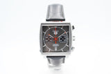 Tag Heuer Monaco Calibre 12 Final Edition Chronograph Grey Dial Black Leather Strap Watch for Men - CAW211J.FC6476