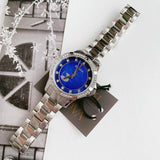 Bulova Crystal Collection Blue Mother of Pearl Dial Silver Steel Strap Watch for Women - 96L238