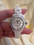 Chanel J12 Diamonds Quartz Mother of Pearl White Dial White Steel Strap Watch for Women - J12 H2570