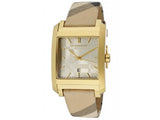 Burberry Nova Gold Tone Square Dial Leather Strap Watch for Women - BU1582