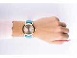 Burberry The City Gold Dial Blue Leather Strap Watch for Women - BU9018
