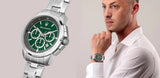 Maserati Successo Chronograph Green Dial Silver Steel Strap Watch For Men - R8873621017