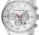 Emporio Armani Sport Chronograph White Dial White Silicone Strap Watch For Men - AR5859
