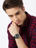 Emporio Armani Classic Chronograph Black Dial Black Leather Strap Watch for Men - AR1700