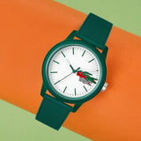 Lacoste 12.12 White Dial Green Silicon Strap Watch for Men  - 2011135