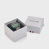 Lacoste Neoheritage Chronograph Green Dial Silver Steel Strap Watch for Men - 2011255