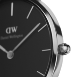 Daniel Wellington Classic Petite Sterling Black Dial Silver Mesh Bracelet Watch For Women - DW00100162