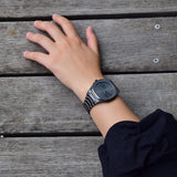 D1 Milano Ultra Thin Re-Gun Black Dial Gray Steel Strap Watch for Men - D1-UTBJ41
