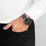 Fossil Grant Chronograph Black Dial Brown Leather Strap Watch for Men - FS4813