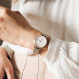 Daniel Wellington Classic Petite White Dial Gold Mesh Bracelet Watch For Women - DW00100348