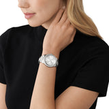 Michael Kors Tibby Chronograph Silver Dial Silver Steel Strap Watch For Women - MK7294