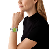 Michael Kors Lennox Three-Hand Green Dial Silver Steel Strap Watch for Women - MK7463