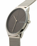 Calvin Klein Minimal Black Dial Silver Mesh Bracelet Watch for Men - K3M21123
