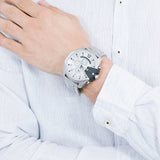 Diesel Mega Chief Chronograph Silver Dial Silver Steel Strap Watch For Men - DZ4501