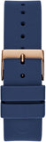Guess Cubed Analog Rose Gold Dial Blue Leather Strap Watch For Women - GW0665L2