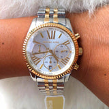 Michael Kors Lexington Silver Dial Two Tone Steel Strap Watch for Women - MK5955