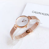 Calvin Klein Authentic Silver Dial Rose Gold Mesh Bracelet Watch for Women - K8G23626