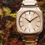 D1 Milano Square Champagne Gold Dial Gold Steel Strap Watch for Unisex - D1-SQBJ04