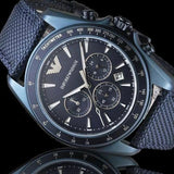 Emporio Armani Sportivo Chronograph Blue Dial Blue Nylon Strap Watch for Men - AR6132