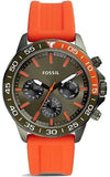 Fossil Bannon Chronograph Grey Dial Orange Silicone Strap Watch for Men - BQ2500