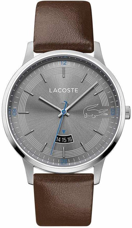 Lacoste Madrid Grey Dial Brown Leather Strap Watch for Men - 2011033