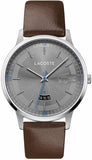 Lacoste Madrid Grey Dial Brown Leather Strap Watch for Men - 2011033