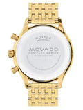Movado Heritage Calendoplan Blue Dial Gold Steel Strap Watch for Men - 3650015