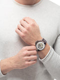 Maserati Ingegno Automatic White Skeleton Dial Brown Leather Strap Watch For Men - R8821119003