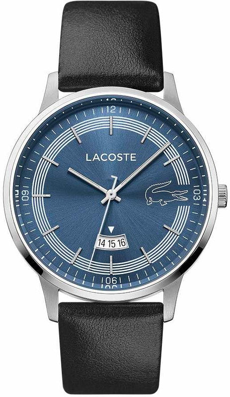 Lacoste Madrid Blue Dial Black Leather Strap Watch for Men - 2011034
