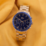Lacoste Boston Blue Dial Gold Steel Strap Watch for Men - 2011096