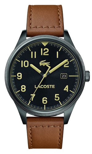 Lacoste Continental Black Dial Brown Leather Strap Watch for Men - 2011021