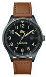 Lacoste Continental Black Dial Brown Leather Strap Watch for Men - 2011021