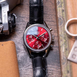 Tag Heuer Carrera Automatic Chronograph Red Dial Black Leather Strap Watch for Men - CBK221G.FC6479