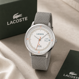 Lacoste Madrid White Dial Gray Leather Strap Watch for Men - 2011031