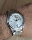 Emporio Armani Classic Silver Dial Silver Steel Strap Watch for Men - AR5894