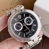 Versace Quartz Black Dial Silver Steel Strap Watch For Men - VBR080018
