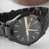 Armani Exchange Hampton Chronograph Black Dial Black Steel Strap Watch For Men - AX2413