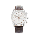 Tag Heuer Carrera Chronograph White Dial Brown Leather Strap Watch for Men - CBN2013.FC6483