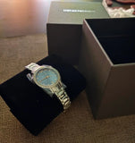 Emporio Armani Cleo Sunray Blue Dial Silver Steel Strap Watch for Women - AR11585