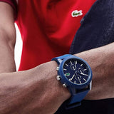 Lacoste 12.12 Chronograph Blue Dial Blue Silicon Strap Watch for Men - 2010970