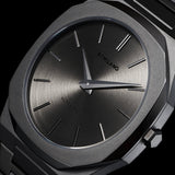 D1 Milano Ultra Thin Re-Gun Black Dial Gray Steel Strap Watch for Men - D1-UTBJ41