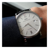 IWC Portofino Automatic White Dial Black Leather Strap Watch for Men - IW356501
