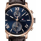 Tommy Hilfiger Aiden Quartz Blue Dial Brown Leather Strap Watch for Men - 1791308