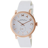 Marc Jacobs Baker White Dial White Leather Strap Watch for Women - MBM1283