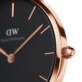 Daniel Wellington Classic Petite Sheffield Black Dial Black Leather Strap Watch For Women - DW00100224