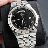 Tudor Royal Automatic Black Dial Silver Steel Strap Watch for Men - M28600-0003