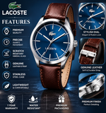 Lacoste Edmonton Blue Dial Brown Leather Strap Watch for Men - 2010889