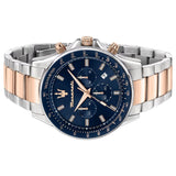 Maserati SFIDA Chronograph Blue Dial Two Tone Steel Strap Watch For Men - R8873640012