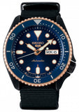 Seiko 5 Sports Automatic Blue Dial Black NATO Strap Watch for Men - SBSA098