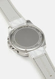 Michael Kors Brecken Chronograph Silver Dial White Leather Strap Watch For Men - MK8949